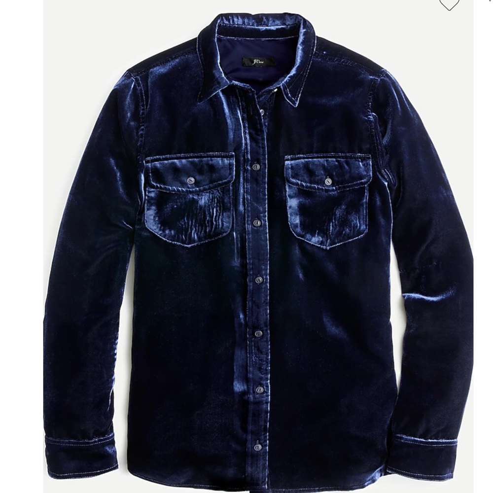 J.Crew Classic-Fit Shirt In Drapey Velvet- NWT- Navy- Size 10